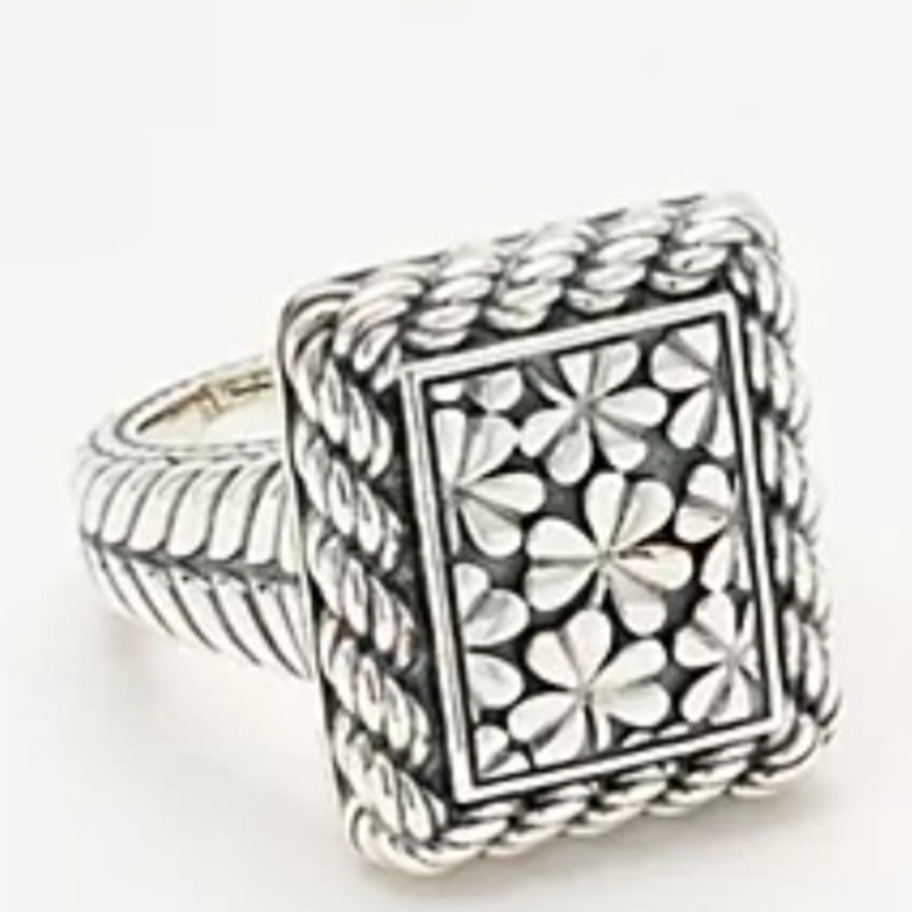JAI Ireland Sterling Silver Clover & Cara Rope Ring NEW Size 5 QVC Basketweave